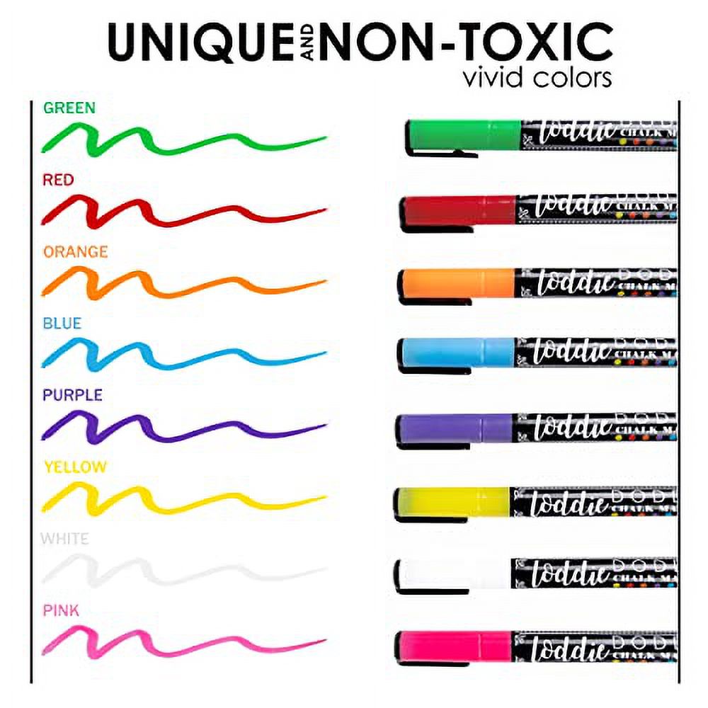 Loddie Doddie Fine Liquid Chalk Markers for Chalkboard - Erasable, Low-Odor Chalkboard  Markers Erasable, Vivid Colors Chalk Pens 8 Count 